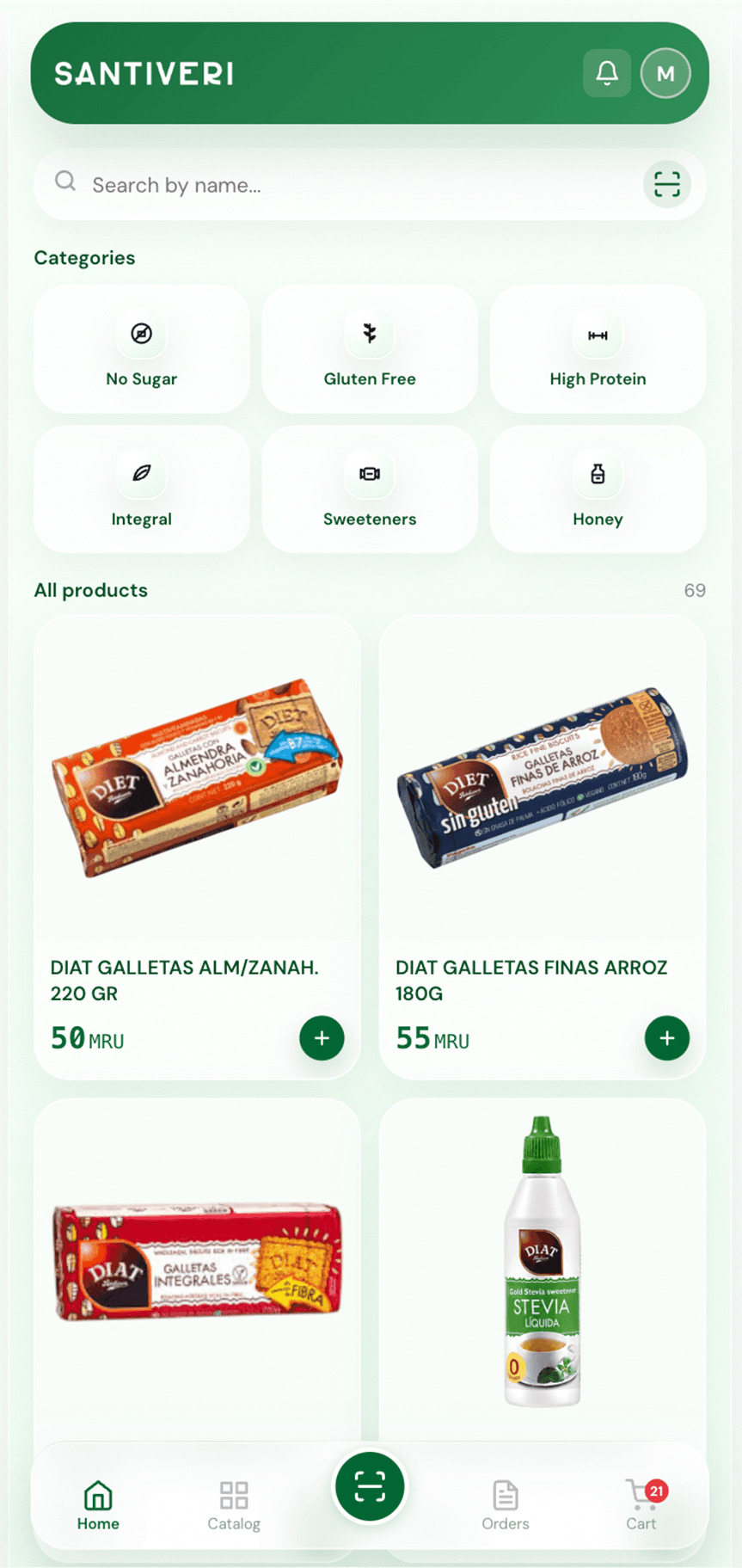 Tableau de bord mobile de l'application B2B de commande